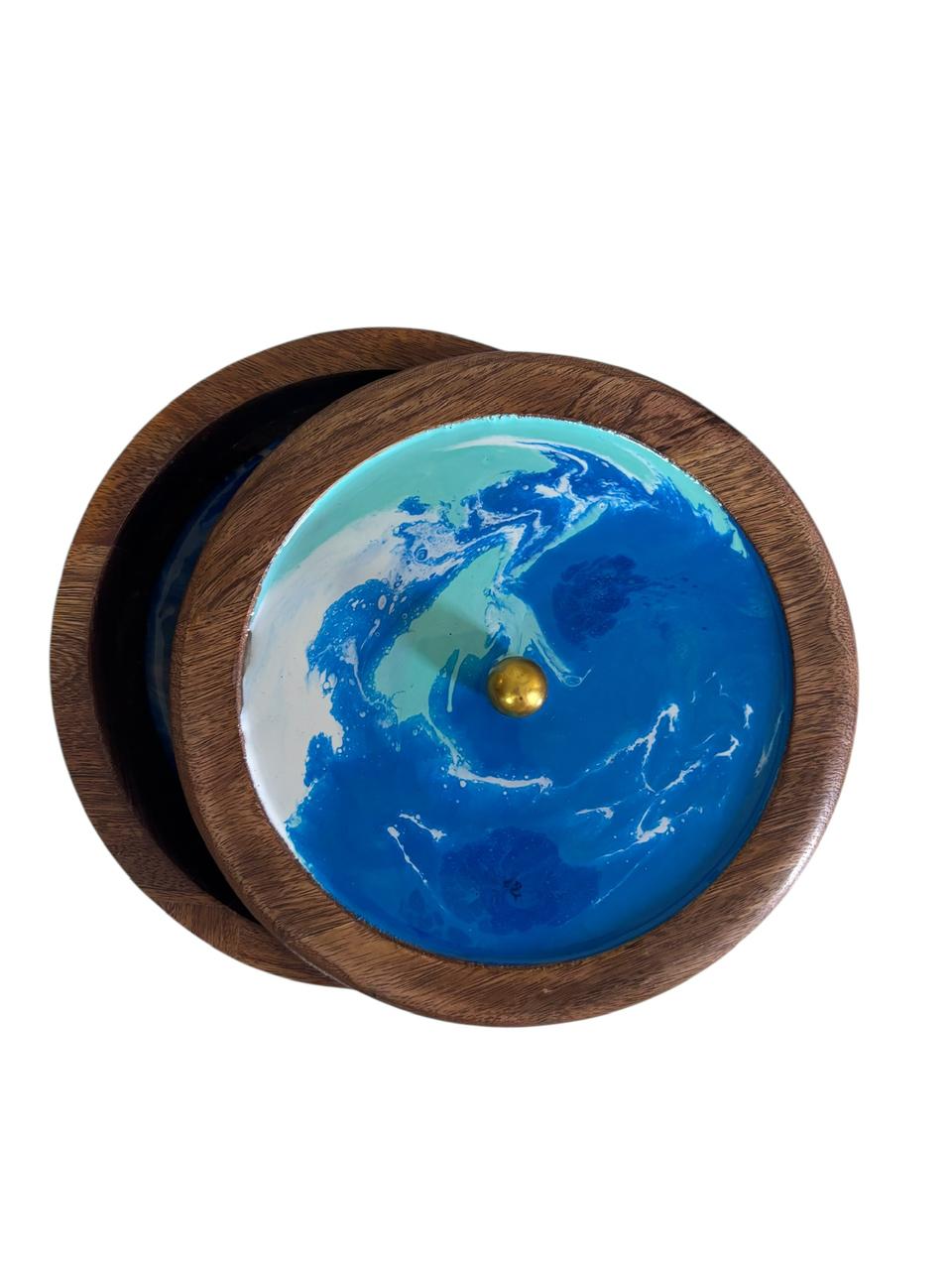 Artisanal Handpainted Roti Box – Dark Wood Traditional Indian Chapati Storage Container