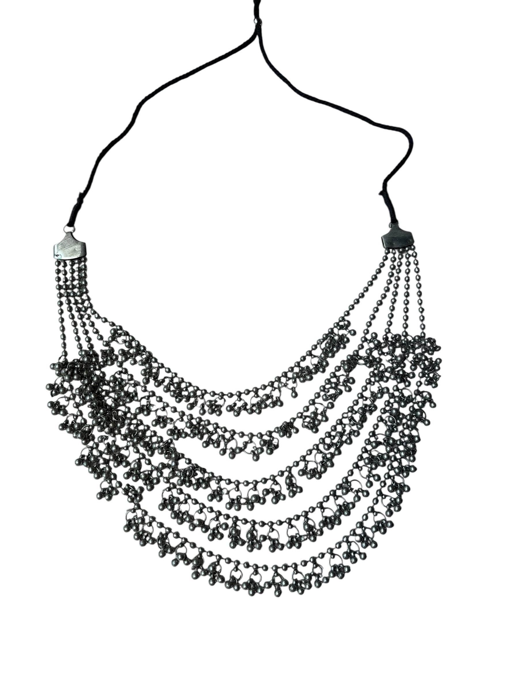 Elegant Multi-Layer Oxidized Silver Necklace Traditional Boho Tribal Jewelry for Festive and Ethnic Wear