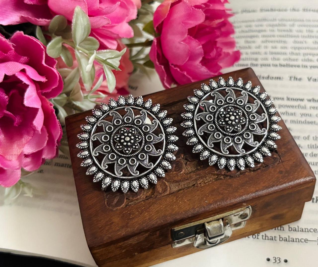 Elegant Oxidized Daily Wear Earrings with Intricate Design Perfect for Everyday Elegance