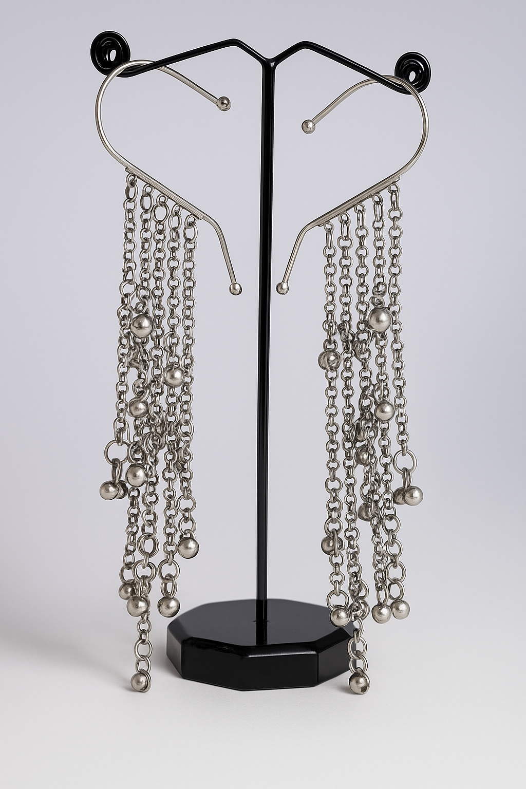Traditional Ghungroo Ear Cuff Earrings – Oxidized Silver Chain Style with Dangling Bells