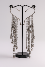 Traditional Ghungroo Ear Cuff Earrings – Oxidized Silver Chain Style with Dangling Bells