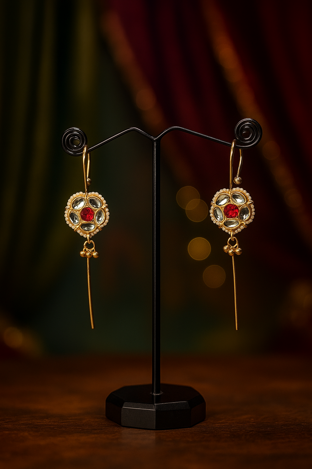 Elegant Traditional Indian Kundan Earrings Gold Plating Perfect for Festive and Bridal Wear