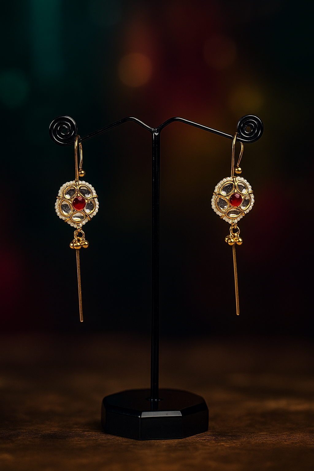 Elegant Traditional Indian Kundan Earrings Gold Plating Perfect for Festive and Bridal Wear