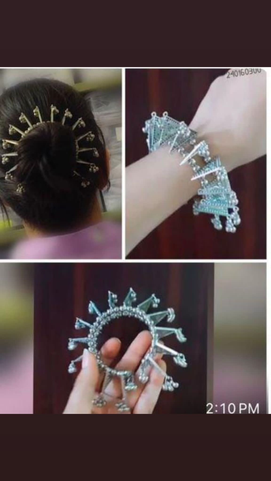 Handcrafted Silver Beaded Hair Bun Clip Ethnic Hair Accessory for Women and Girls