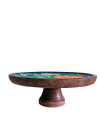Vibrant Hand-Painted Floral Wooden Cake Stand with Rustic Charm for Home Decor