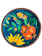 Vibrant Hand-Painted Floral Wooden Cake Stand with Rustic Charm for Home Decor