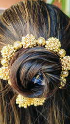 Handcrafted Silver Beaded Hair Bun Clip Ethnic Hair Accessory for Women and Girls
