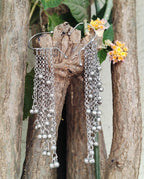 Traditional Ghungroo Ear Cuff Earrings – Oxidized Silver Chain Style with Dangling Bells