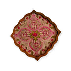 Blooming Lotus-Inspired Wooden Snack Plate Floral Mandala Design Artisan-Crafted Decorative Serveware for Dinning Table