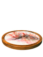 Blooming Breeze Round Wooden Snack Plate Handcrafted Decorative Kitchen Serveware for Stylish Home Decor