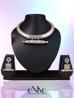 Traditional Oxidized Silver Hasli Necklace and Earring Set Tribal-Inspired Statement Jewelry