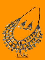 Elegant Two-Tone Beaded Necklace Set Traditional Tribal Jewelry with Matching Earrings