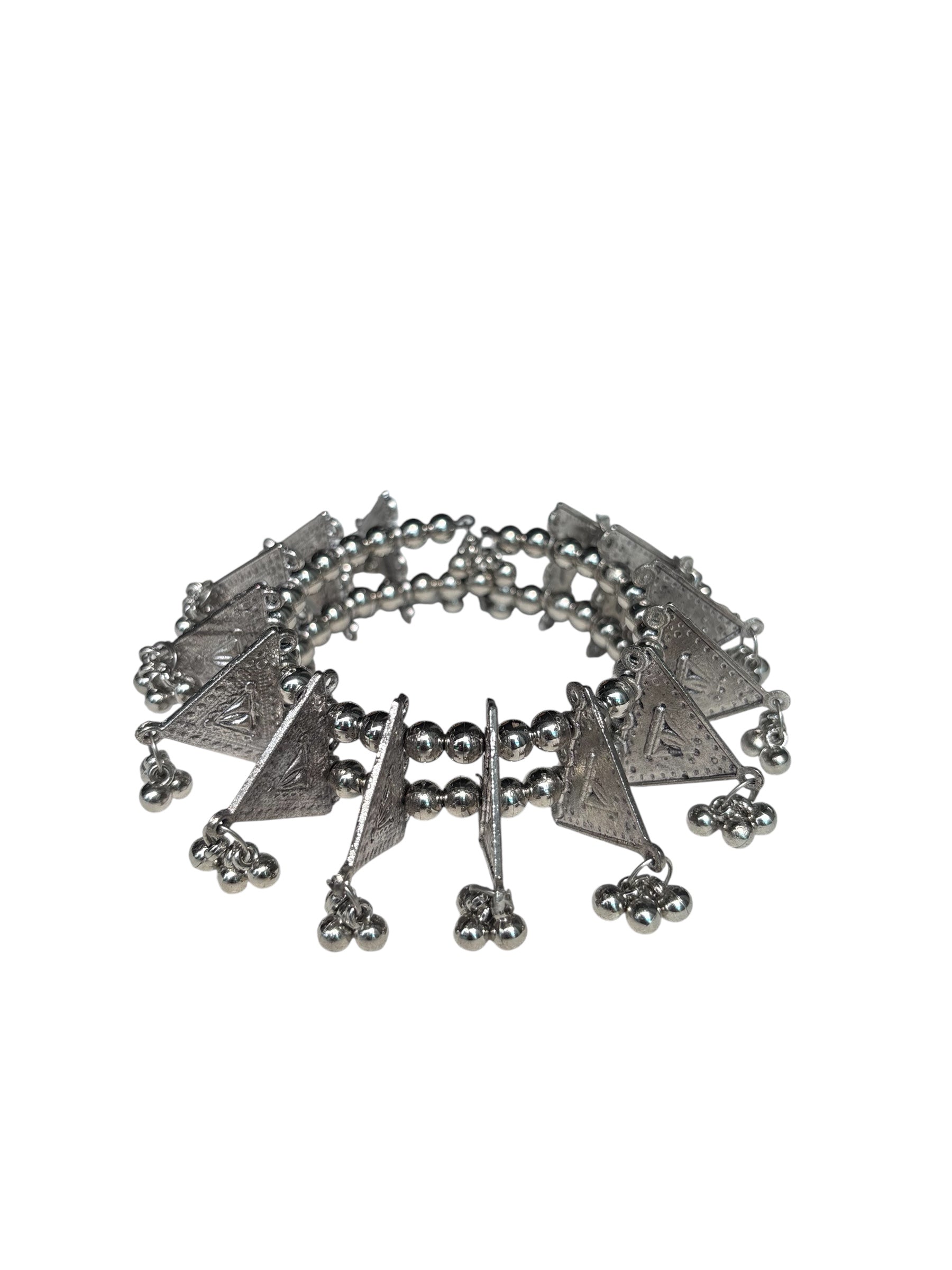 Handcrafted Silver Beaded Hair Bun Clip Ethnic Hair Accessory for Women and Girls