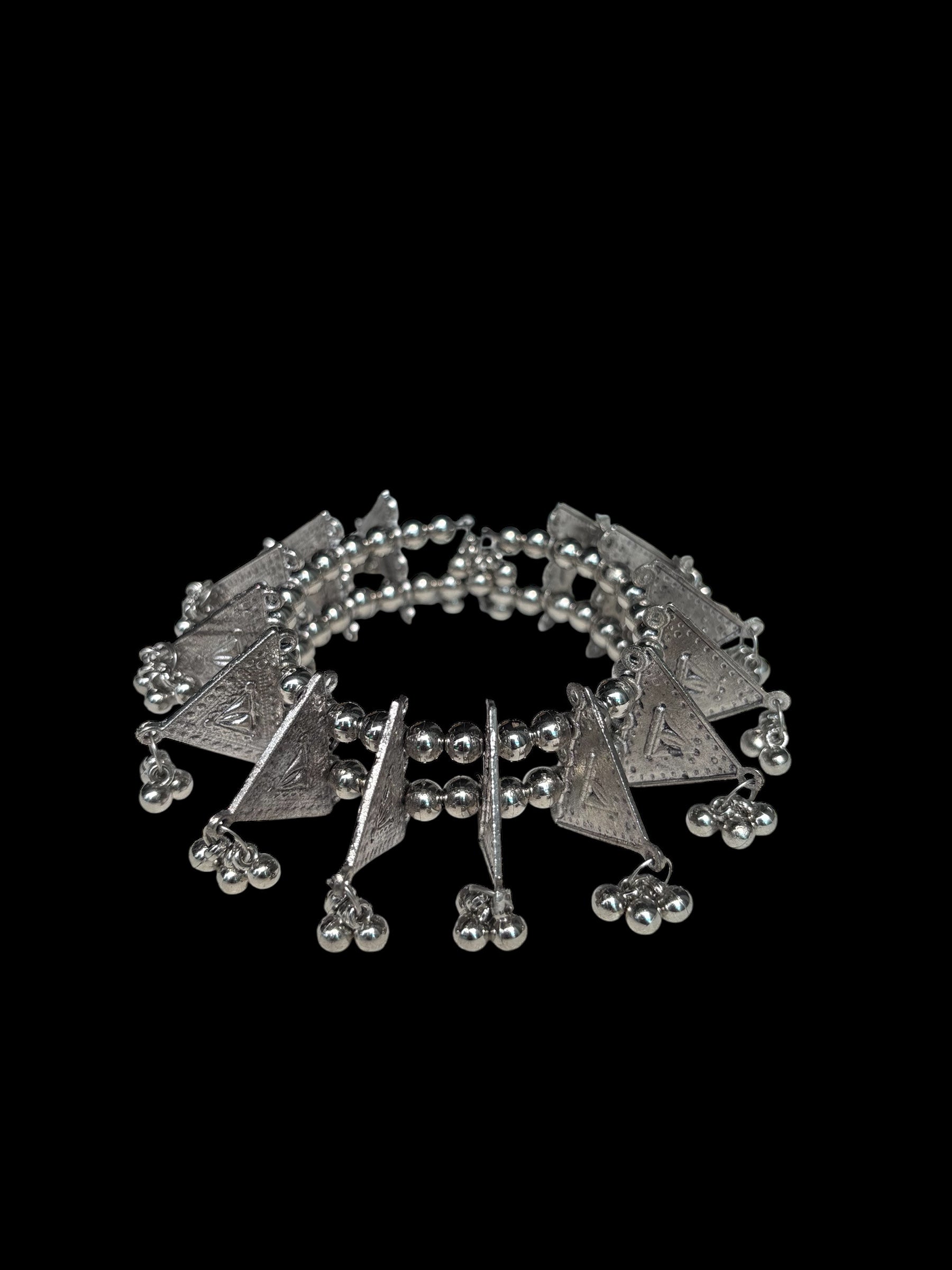 Handcrafted Silver Beaded Hair Bun Clip Ethnic Hair Accessory for Women and Girls