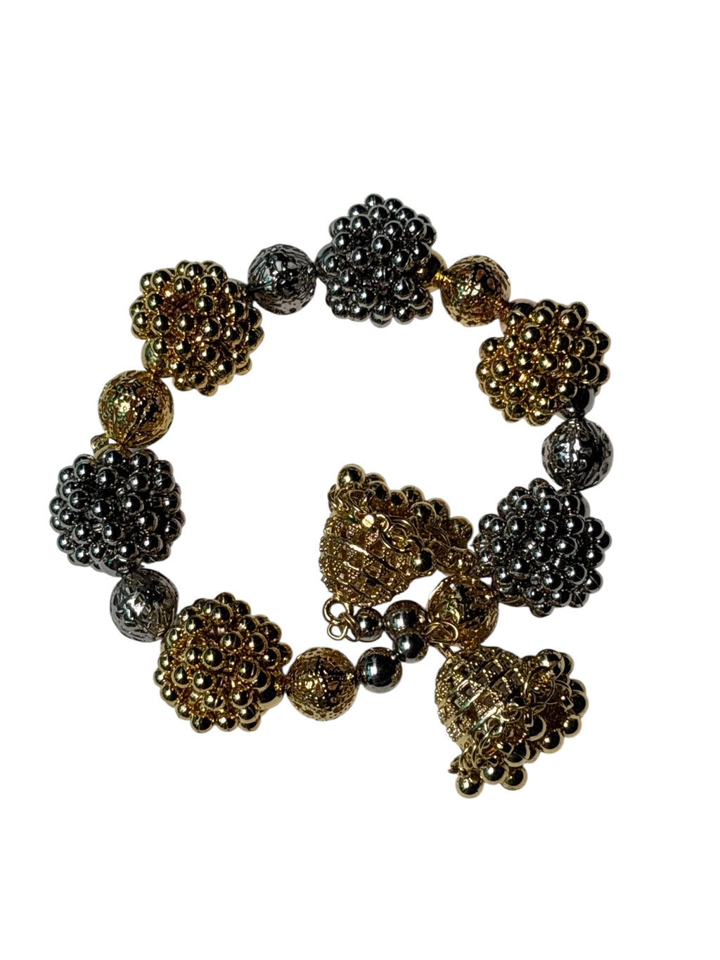Handcrafted Silver Beaded Hair Bun Clip Ethnic Hair Accessory for Women and Girls