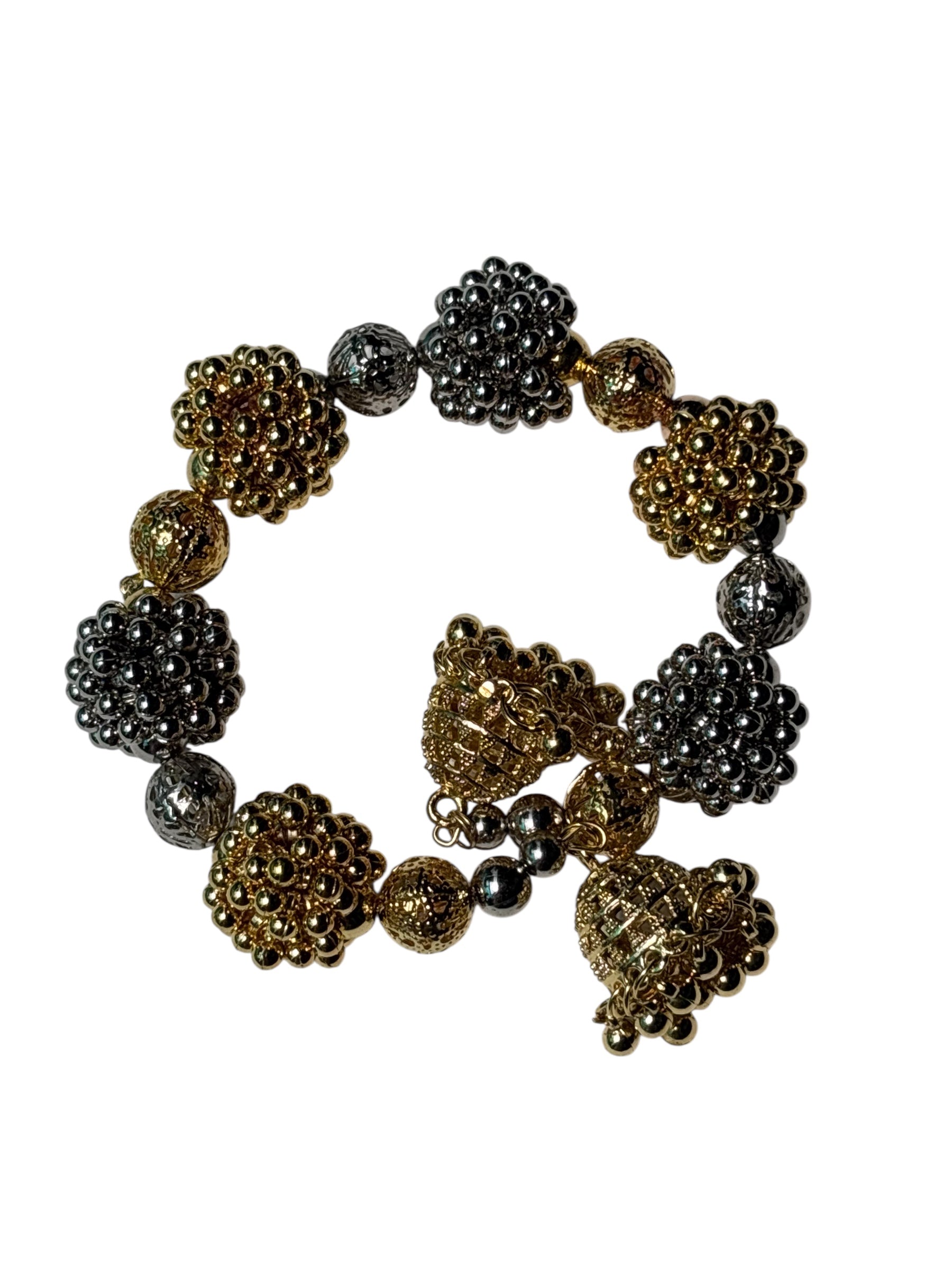 Handcrafted Silver Beaded Hair Bun Clip Ethnic Hair Accessory for Women and Girls