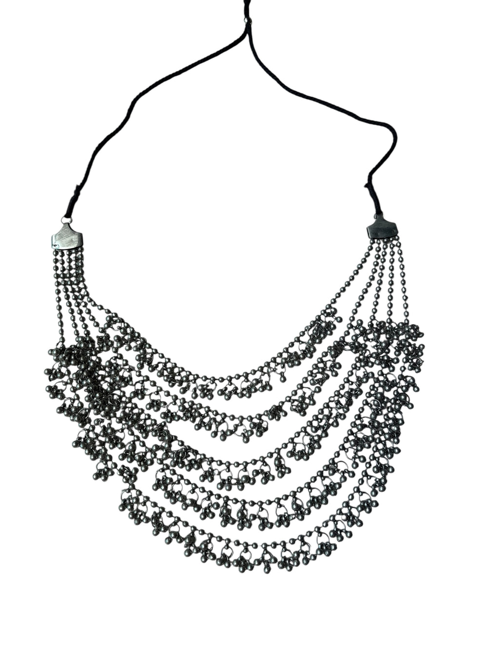 Elegant Multi-Layer Oxidized Silver Necklace Traditional Boho Tribal Jewelry for Festive and Ethnic Wear