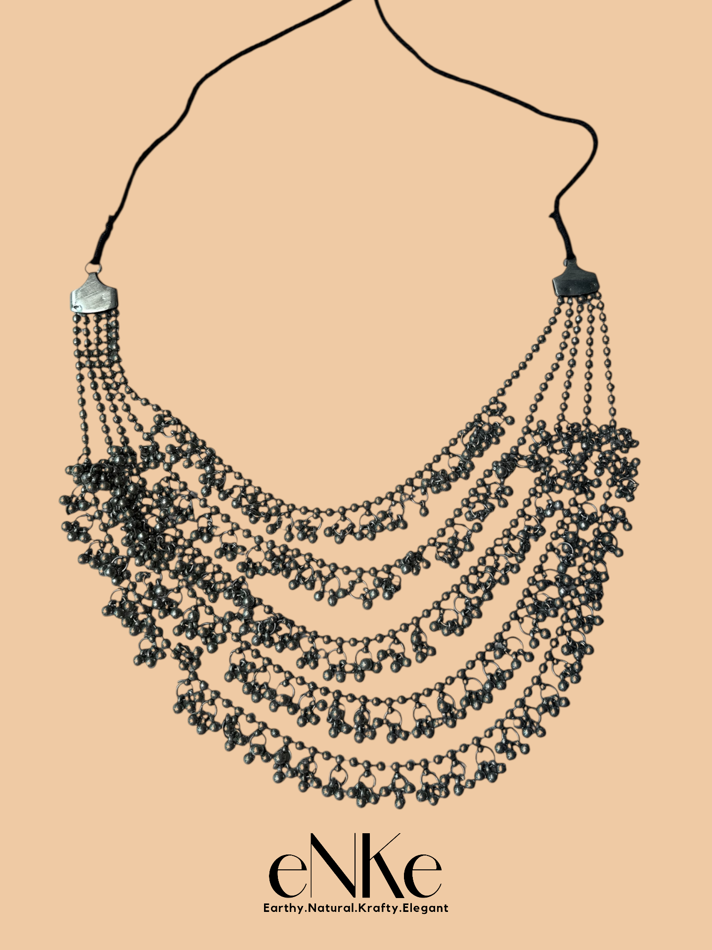 Elegant Multi-Layer Oxidized Silver Necklace Traditional Boho Tribal Jewelry for Festive and Ethnic Wear
