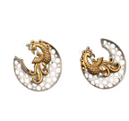 Handcrafted Peacock Tops – Dual-Tone Ethnic Earrings with Intricate Filigree Design for Women & Girls