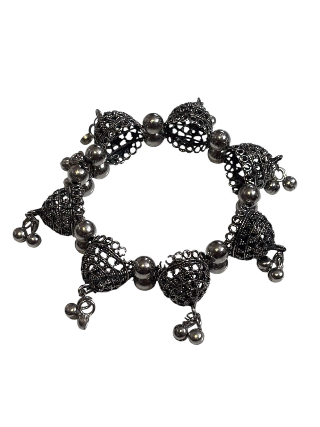 Handcrafted Silver Beaded Hair Bun Clip Ethnic Hair Accessory for Women and Girls