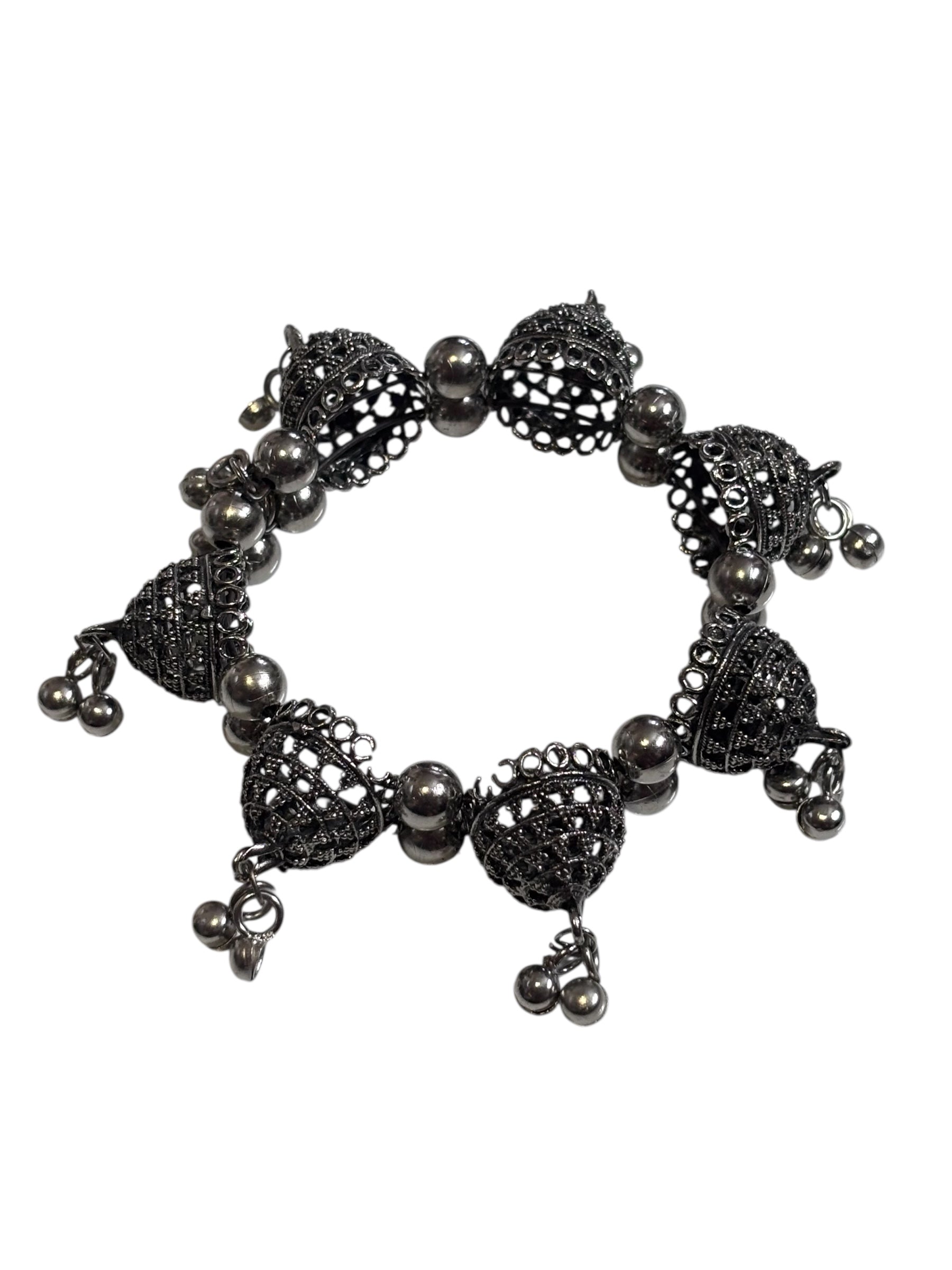 Handcrafted Silver Beaded Hair Bun Clip Ethnic Hair Accessory for Women and Girls