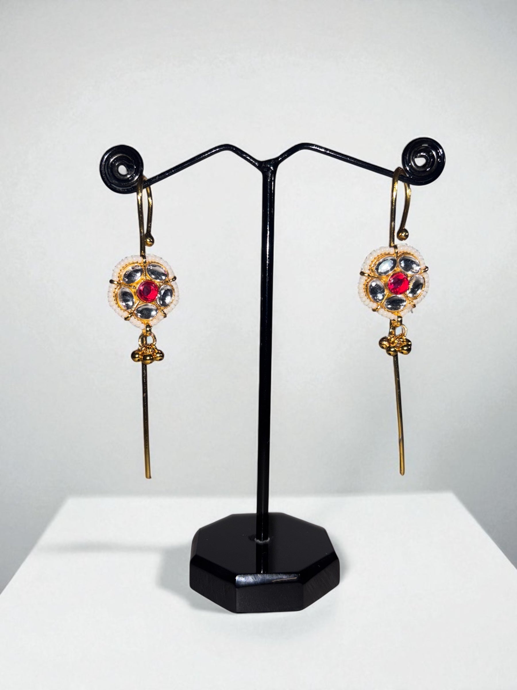 Elegant Traditional Indian Kundan Earrings Gold Plating Perfect for Festive and Bridal Wear