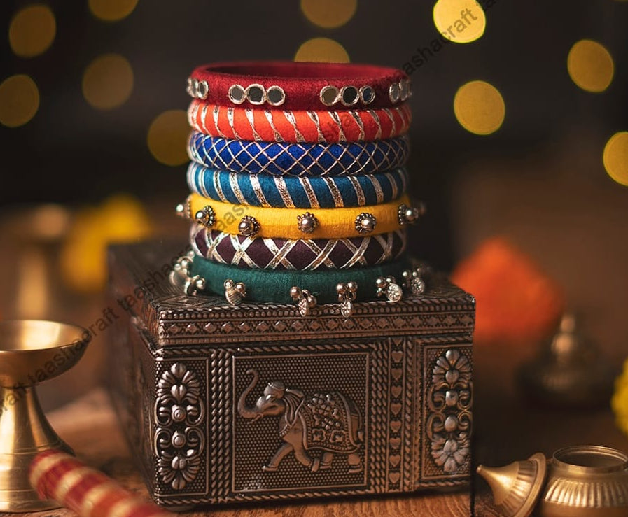 Vibrant Handcrafted Fabric Bangle with Ethnic Charms