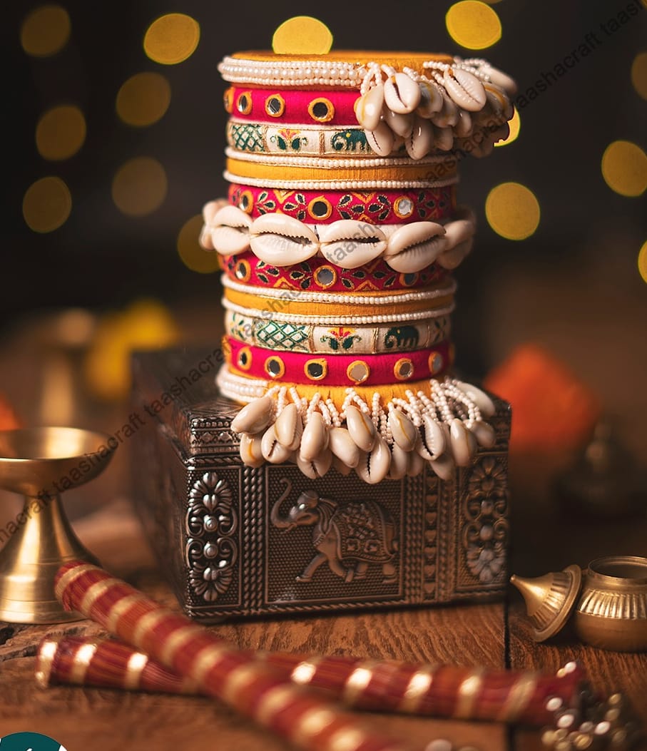 Vibrant Handcrafted Fabric Bangle with Ethnic Charms