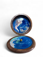 Artisanal Handpainted Roti Box – Dark Wood Traditional Indian Chapati Storage Container