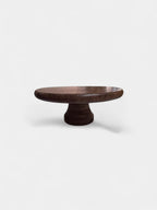 Hand-Carved Dark Wood Cake Stand for Artisanal Display and Elevated Dessert Presentation