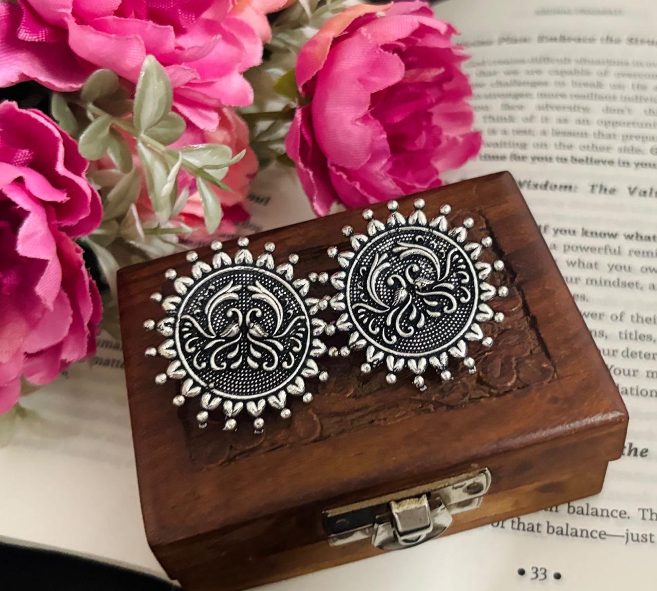 Elegant Oxidized Daily Wear Earrings with Intricate Design Perfect for Everyday Elegance