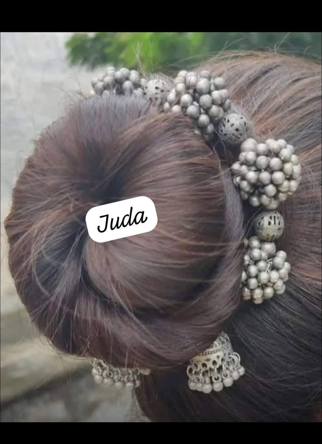 Handcrafted Silver Beaded Hair Bun Clip Ethnic Hair Accessory for Women and Girls
