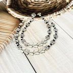 Charming Designer Black Bead Anklets with Silver Flower and Butterfly Motifs Footwear Accessory